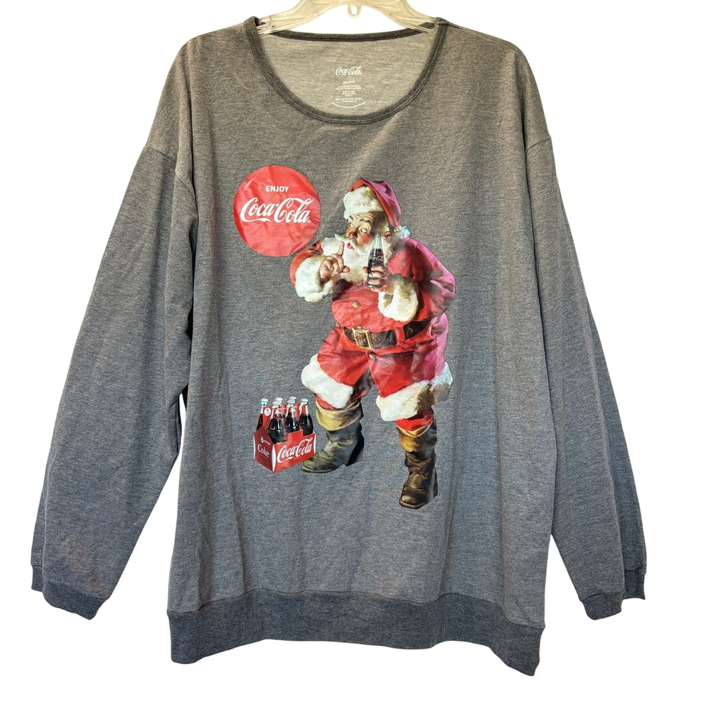 Coca Cola Christmas Sweater Long Sleeve Shirt Womens 3XL Holiday Graphic Santa